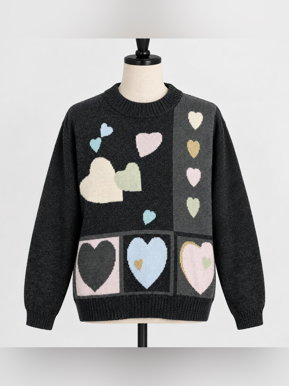 Vintage Principles The Bay Heart Graphic Knit Sweater 90s Y2K Medium